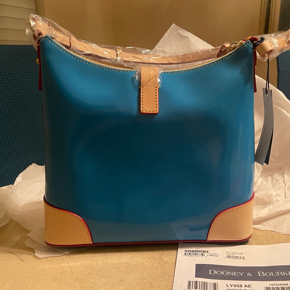 NWT Dooney & Bourke Patent Leather Aegean Blue
